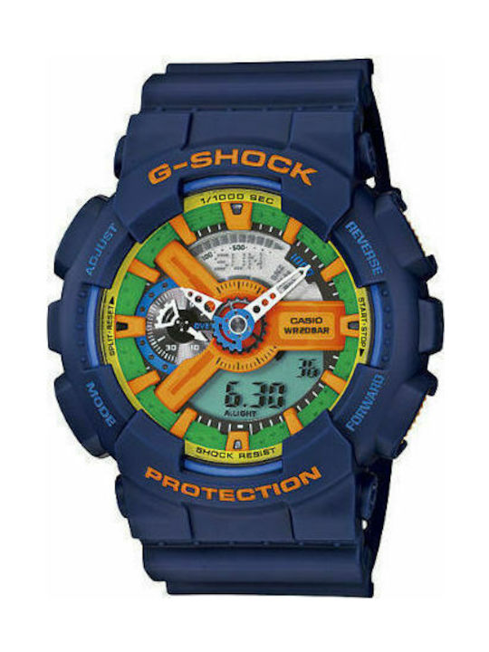 Casio G-Shock Watch Chronograph Battery with Blue Rubber Strap