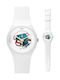 Swatch Watch with White Rubber Strap