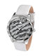 JLo 2719BKWT Watch with White / White Leather Strap JL-2719BKWT