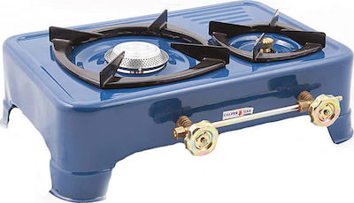 Calfer Gas ΤΑ-015 Liquid Gas Countertop Double Burner Blue