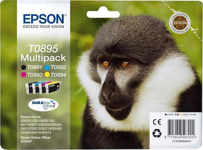 Epson T0895 Πακέτο 4 Μελανιών Εκτυπωτή InkJet Κίτρινο / Κυανό / Ματζέντα / Μαύρο (C13T08954010)