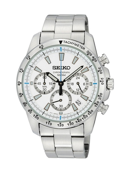 Seiko SSB025P1 Watch Chronograph Battery with Silver Metal Bracelet SSB025P1