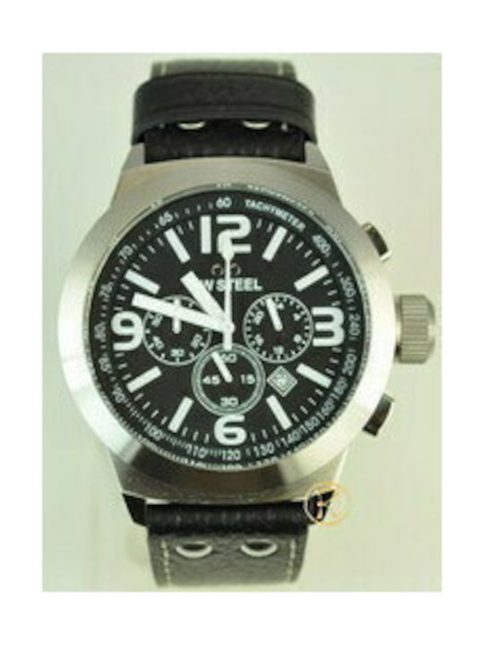 TW Steel Watch Chronograph with Black Leather Strap