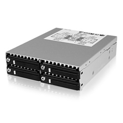 Icy Box 4x 2.5Zoll Dual Channel SAS/SATA für 5.25Zoll Schacht mit 2x 40x40x10mm Lüfter Schwarz (IB-2222SSK)