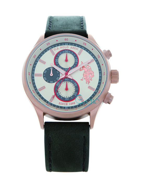 U.S. Polo Assn. History Black Leather Chronograph USP4115RG