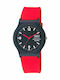Q&Q Γυναικείο Ρολόι 34mm Μπαταρίας με Κόκκινο Καουτσούκ Λουράκι