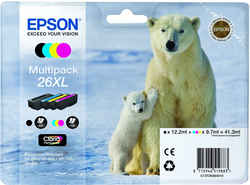 Epson 26XL Original Pack of 4 InkJet Printer Inks Yellow / Cyan / Magenta / Black (C13T26364010)