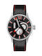 Jacques Lemans Ανδρικό Ρολόι 44mm Χρονογράφος Μπαταρίας με Μαύρο Δερμάτινο Λουράκι