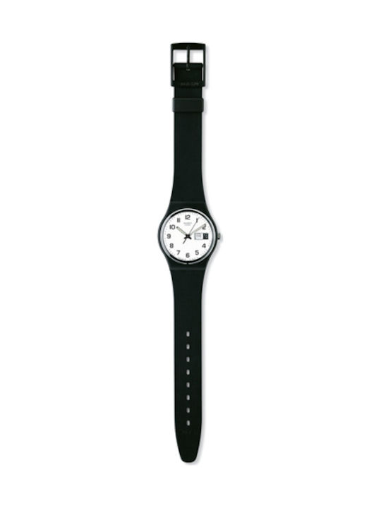 Swatch Ανδρικό Ρολόι 34mm Μπαταρίας με Μαύρο Καουτσούκ Λουράκι