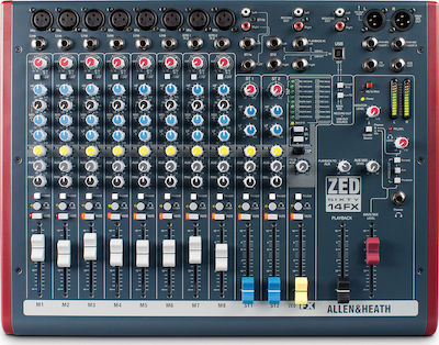 Allen & Heath ZED60-14FX Аналогова конзола 14 канала с Фантомно захранване & 8 XLR входове