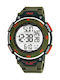 Q&Q Digital Men's Watch 50.6mm Battery with Green Rubber Strap