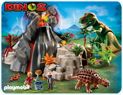 Playmobil Ηφαίστειο με τυραννόσαυρο Ρεξ και Αγκυλόσαυρο
