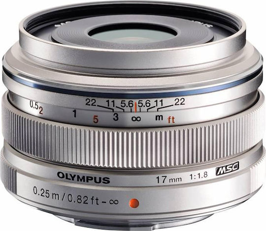 Olympus Crop Φωτογραφικός Φακός M.Zuiko Digital 17mm f/1.8 Σταθερός για Micro Four Thirds (MFT) Mount Ασημί