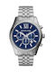 Michael Kors Lexington Men's Watch 45mm Chronograph Battery with Silver Metal Bracelet