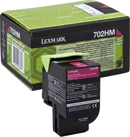 Lexmark 702HM Original Toner Laser Printer Magenta High Yield Return Program 3000 Pages (70C2HM0)