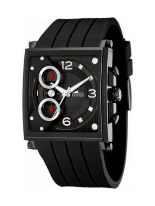 Lotus Watches Watch Chronograph Battery with Black Rubber Strap