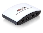 DeLock USB 3.0 Hub 4 Porturi cu conexiune USB-A și Alimentare Externă Alb