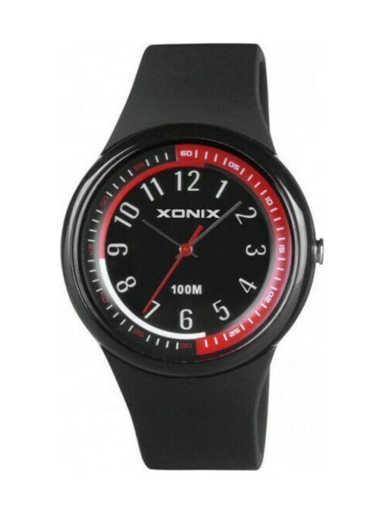 Xonix Uhr Batterie mit Schwarz / Schwarz Kautschukarmband PL-A09