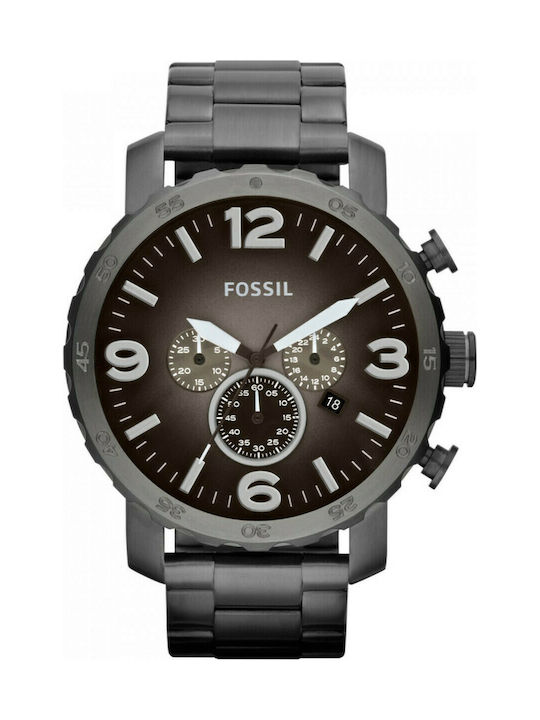 Fossil Uhr Chronograph Batterie mit Schwarz Metallarmband