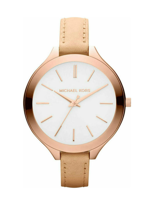 Michael Kors Slim Runway Watch with Pink Leather Strap