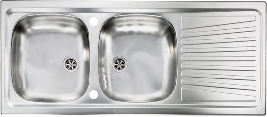 Sanitec Mondial Drop-In Kitchen Sink Inox Satin Finish M116xP50cm Silver