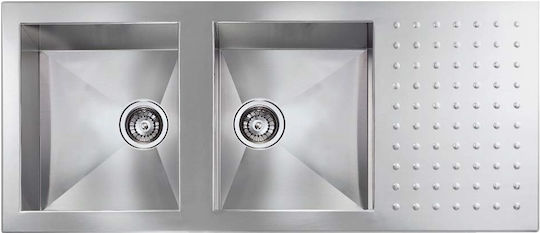 Sanitec Punto Quadra Ένθετος Νεροχύτης Inox Σατινέ Μ116xΠ50cm Ασημί