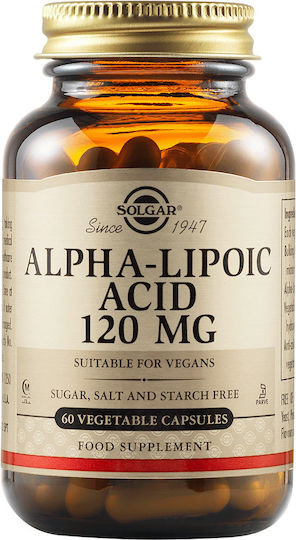 Solgar Alpha Lipoic Acid 120mg Ειδικό Συμπλήρωμα Διατροφής 60 φυτικές κάψουλες