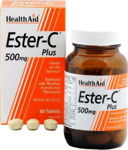 Health Aid Ester-C Plus Vitamina pentru Întărirea Sistemului Imunitar, Pielea & Acțiune Antioxidantă 500mg 60 Tablete