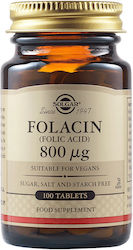 Solgar Folacin Βιταμίνη 800mcg 100 ταμπλέτες