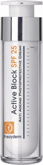Frezyderm Active Block Антиeйдж Дневен Крем За Лице С SPF25 Хиалуронова Киселина И Пептиди 50ml