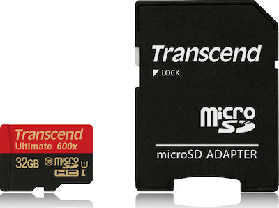 Transcend Ultimate 600x microSDHC 32GB Class 10 U1 UHS-I with Adapter