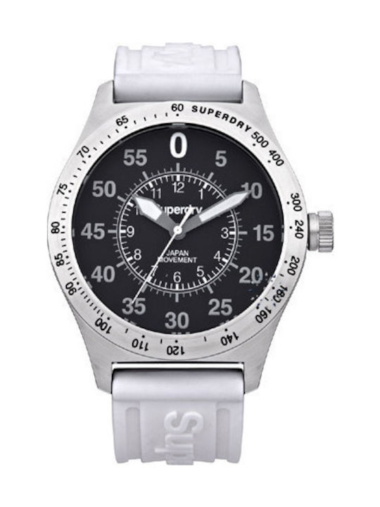 Superdry Sport Men's Watch 45mm Battery with White Rubber Strap