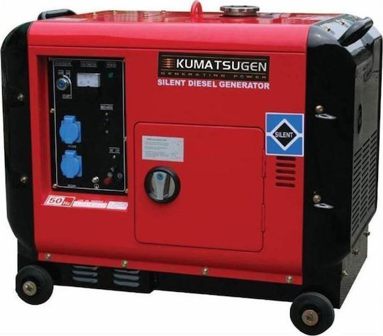 Kumatsugen GP8000MAT Τριφασική Αθόρυβη Γεννήτρια Πετρελαίου Τετράχρονη με Ηλεκτρική - Αυτόματη Μίζα, Ρόδες και Μέγιστη Ισχύ 7.5kVA