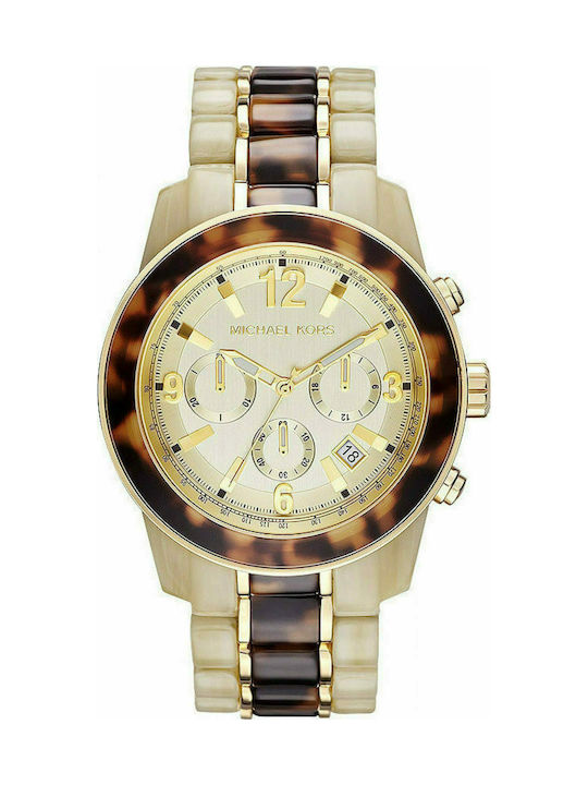 Michael Kors Preston Uhr Chronograph mit Beige Metallarmband