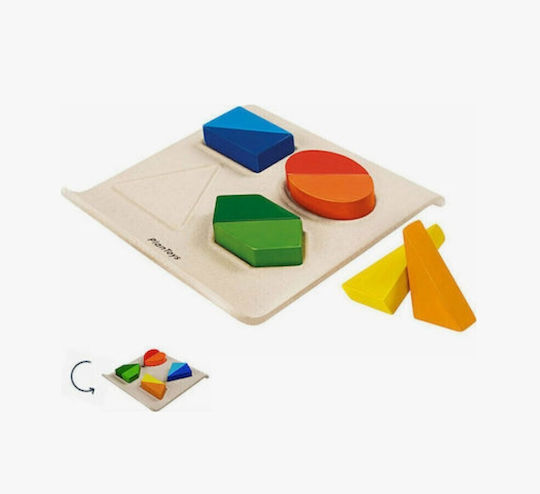 Plan Toys Περιστρεφόμενα Σχήματα με Βάση Montessori Εκπαιδευτικό Παιχνίδι Γνώσεων από Ξύλο για 3+ Ετών