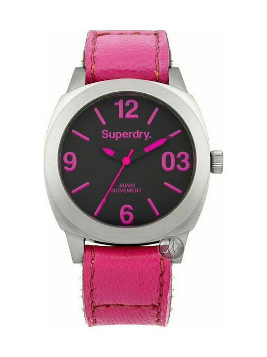 Superdry Watch with Pink Leather Strap