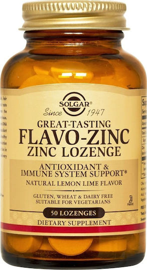 Solgar Flavo Zinc 23mg με Βιταμίνη C 50 μασώμενες ταμπλέτες Lemon Lime