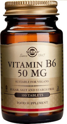 Solgar Vitamin B6 Витамин за здравето на нервната система 50мг 100 табове