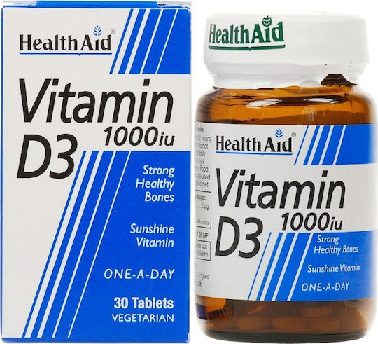 Health Aid Vitamin D3 Βιταμίνη για Ενίσχυση του Ανοσοποιητικού & την Υγεία των Οστών 1000iu 30 ταμπλέτες