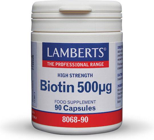 Lamberts Biotin Βιταμίνη για τα Μαλλιά, τo Δέρμα & τα Νύχια 500mcg 90 κάψουλες