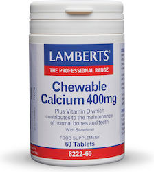 Lamberts Chewable Calcium 400mg 60 μασώμενες ταμπλέτες Lamberts Chewable Calcium 400mg 60 μασώμενες ταμπλέτες