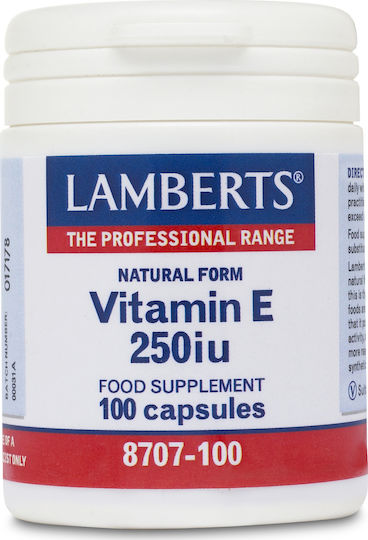 Lamberts Vitamin E Βιταμίνη για τo Δέρμα & Αντιοξειδωτική δράση 250iu 168mg 100 κάψουλες