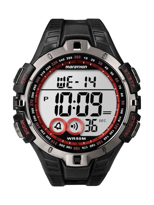 Timex Ψηφιακό Ρολόι Μπαταρίας με Καουτσούκ Λουράκι σε Μαύρο χρώμα