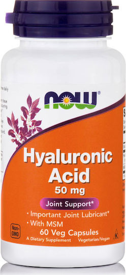 Now Foods Hyaluronic Acid 50mg with Msm 50mg Συμπλήρωμα για την Υγεία Αρθρώσεων & Οστών 60 φυτικές κάψουλες