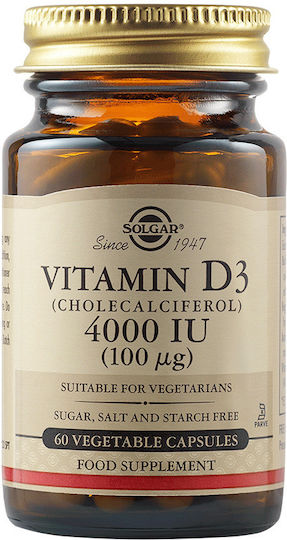 Solgar Vitamin D3 Vitamin für Stärkung des Immunsystems & die Knochengesundheit 4000iu 60 veg. Kappen