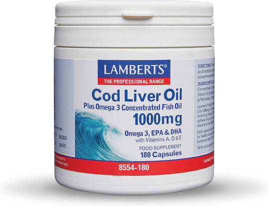 Lamberts Cod Liver Oil Μουρουνέλαιο 1000mg 180 κάψουλες