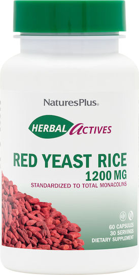 Nature's Plus Herbal Actives Red Yeast Rice 1200mg 60 Vegetable Capsules