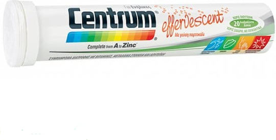 Centrum A to Zinc Multivitamin for Energy & Immune System Boost Orange 20 eff. tabs