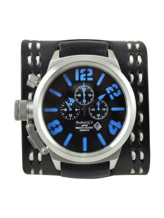 Nemesis KHD088KL Watch Chronograph Battery with Black Leather Strap KHD088KL