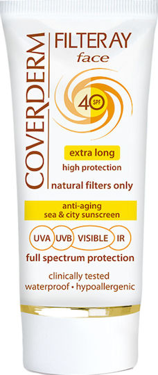 Coverderm Αδιάβροχη Αντηλιακή Κρέμα Προσώπου SPF40 με Χρώμα 50ml